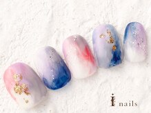 アイネイルズ 横浜WEST店(I-nails)/金箔ニュアンスマーブル　9480円