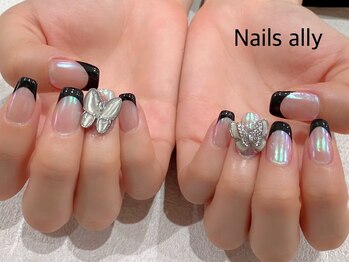 ネイルズアリー 立川店(Nails ally)/オーロラ×バタフライ×ミラー