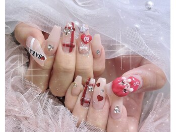 アリーズ(Allies)/チェック　赤　3D イニシャル