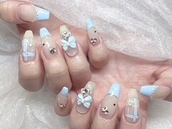 モカ 心斎橋(moca by Lee)/【Aina】水色ネイル