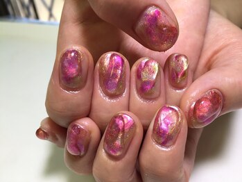 サニーサイドアップ ネイル(Sunny SideUp nail)/Sakura color×gold art
