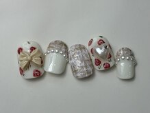 ネイルメゾン 天神店(NAIL MAISON)/リボン花ツイードパール¥12500