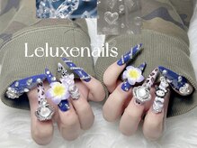 レリュクスネイル(le luxe nails)の雰囲気（大人可愛いブルーバタフライキラキラパーツで華やかロングネイル）