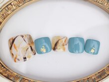 ネイルサロン あかねいろ/春夏フット　ニュアンス天然石