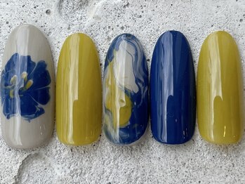 フリークネイル(FREAK Nail)/マーブルもやフラワー ¥8500