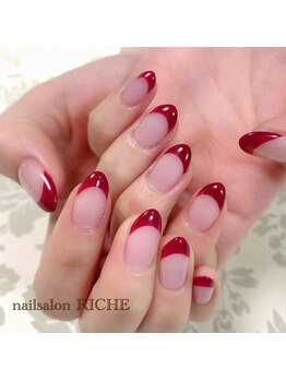 赤フレンチネイル Pg リッシュ Riche のフォトギャラリー ホットペッパービューティー