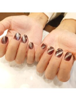 ハーティーネイル hearty nail 溝の口店/マグネット/ブラウン/キラキラ