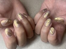 デザインlargeコースのマット ×ミラーinsta→nailstudio_a._