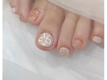 リベレ 福島店(LIBELLE)/フットネイル/リボンネイル/白