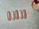桜ネイル　ミラーフレンチ