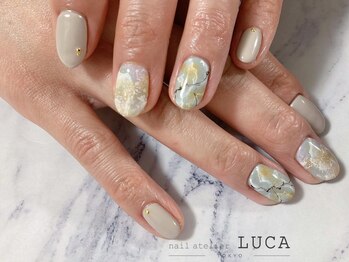 ネイルアトリエルカ(nail atelier LUCA)/W-475 ピスタチオ大理石ネイル
