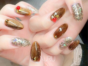 ヌル ネイル 堀江(NURU NAIL HORIE)/ブラウン×オーロラネイル♪