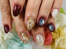 ダブルネイル(Double Nail)/【ほり】秋の大理石ネイル