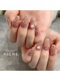 リッシュ(RICHE)&nbsp;上品ワンカラーネイル！パールをプラスしたビジューネイル！
