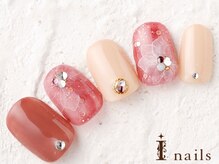アイネイルズ 横浜WEST店(I-nails)/水彩シフォンフラワー　9480円