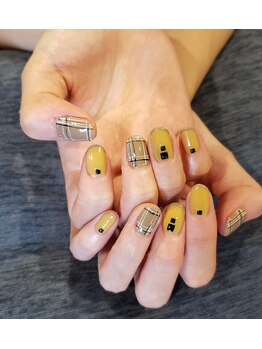 ネイルサロン リスタ(Rista)/チェック くすみカラー ショート