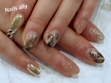 ネイルズアリー 立川店(Nails ally)/ニュアンス×ミラー