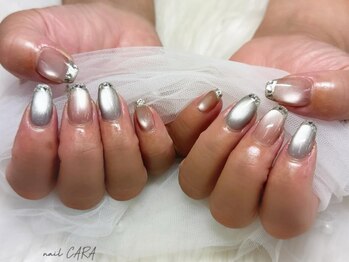 ネイル カラ(nail CARA)の写真/【11月末まで★マグネットガラスフレンチ¥7300→¥5900】2色まで色選択OK！自分だけのアレンジも楽しめる♪