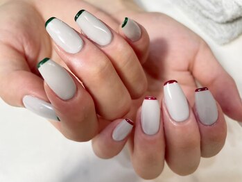 ワンカラーに先端ライン