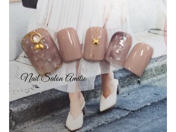 ネイルサロン アミティエ(Nail Salon Amitie)/タイダイ綺麗め大人footネイル