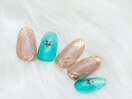[上品ネイル/青/アート/巌根]