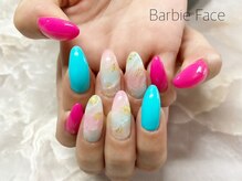 バービーフェイス 恵比寿(Barbie Face)/カラフルなサマー　大理石ネイル