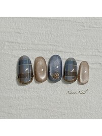 チェック×マグネットネイル