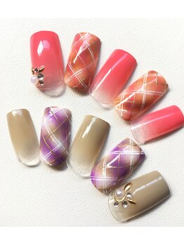 アンベリール ネイルサロンアンドスクール(embellir)/チェック柄ネイル¥6900