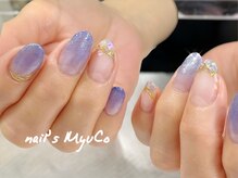ネイルズミューコ(nail's MyuCo)/紫陽花カラーのシェルフレンチ