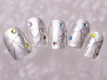 アイネイルズ 町田店(I nails)/シルバー色鉛筆リボン10480円