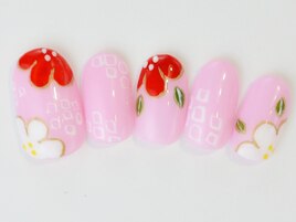 【8990】紅白花和柄成人式