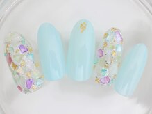 ネイルサロン あかねいろ/春夏シェル　ニュアンスブルー