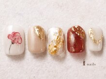 アイネイルズ 吉祥寺店(I nails)/水彩フラワーゴールド［吉祥寺］