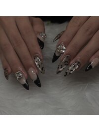 レオパード柄ネイル/フレンチ
