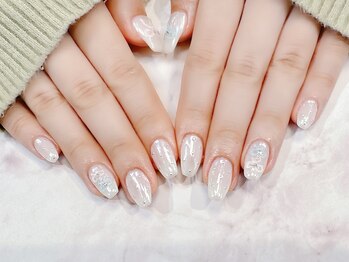 ラルネイル 大宮(Lull. nail)/#リボン#韓国#ホワイトミラー