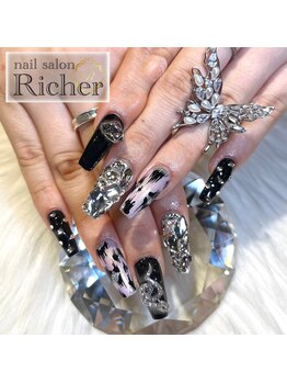 エスフィーネイルサロン リシェル(Esfy nailsalon Richer)/甘辛ヒョウ柄ネイル