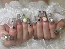 甘いチョコミントネイル