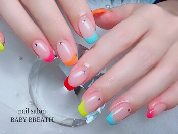 ベイビーブレス(BABY BREATH)/持ち込み☆夏フレンチネイル