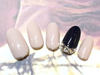 ネイルマジック 仙台一番町店(NAIL MAJIC)/ストーン逆フレンチ★¥8800