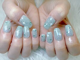フラッシュネイル　ブルーネイル