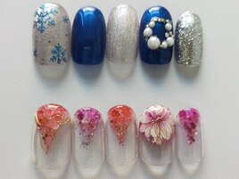 雪の結晶　フラワーネイル