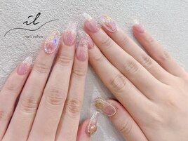 クリアラメ×埋め尽くしネイル