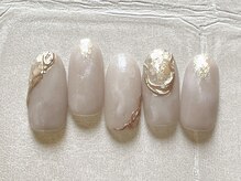 エムドットネイル 池袋(m.nail)/華やかベージュニュアンス