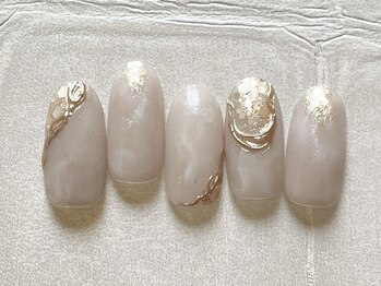 エムドットネイル 池袋(m.nail)/華やかベージュニュアンス