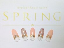 スプリング アイラッシュアンドネイル(SPRING eyelash&nail)/シンプルマーブルフレンチ♪