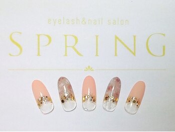 スプリング アイラッシュアンドネイル(SPRING eyelash&nail)/シンプルマーブルフレンチ♪