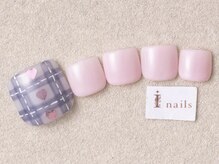 アイネイルズ 三宮店(I nails)/ネイビーハートチェック