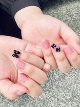 Pink×Black ワンホンリボン