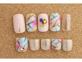 カラフル♪天然石風ネイル