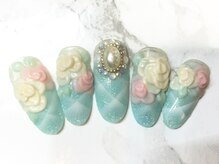 ラリュールネイル(L'Allure nail)/ブライダルお花ネイル￥9200